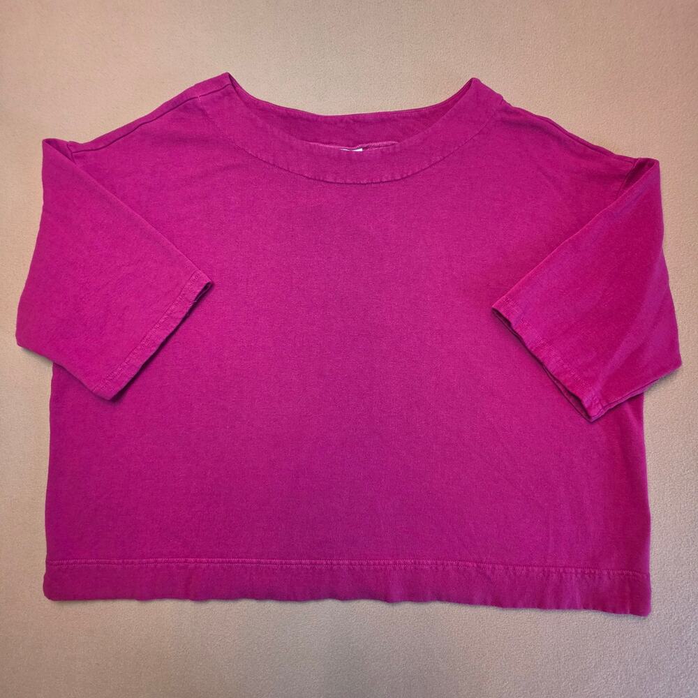 Bryn Walker Alden Bamboo Cotton Fleece Sweatshirt Fuchsia Pink Sz XL Made In USA